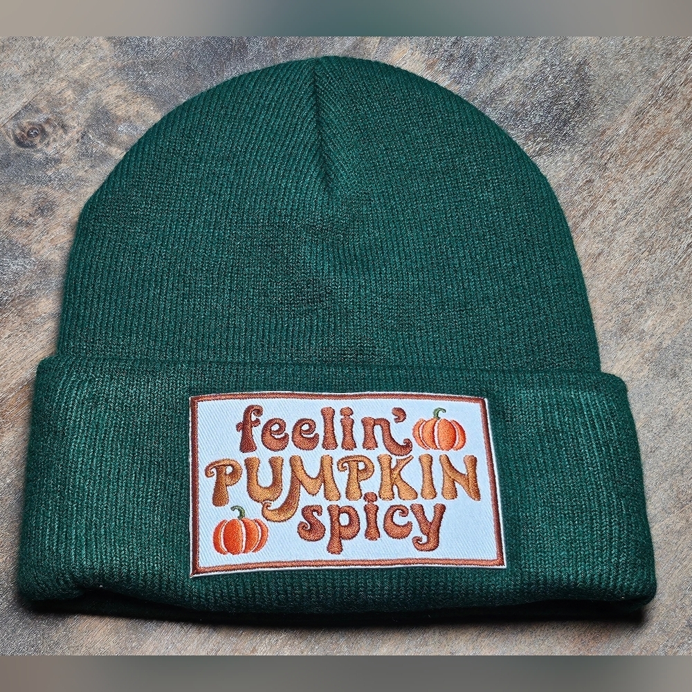 NWT Green Soft Knit Beanie With Embroidered Patch